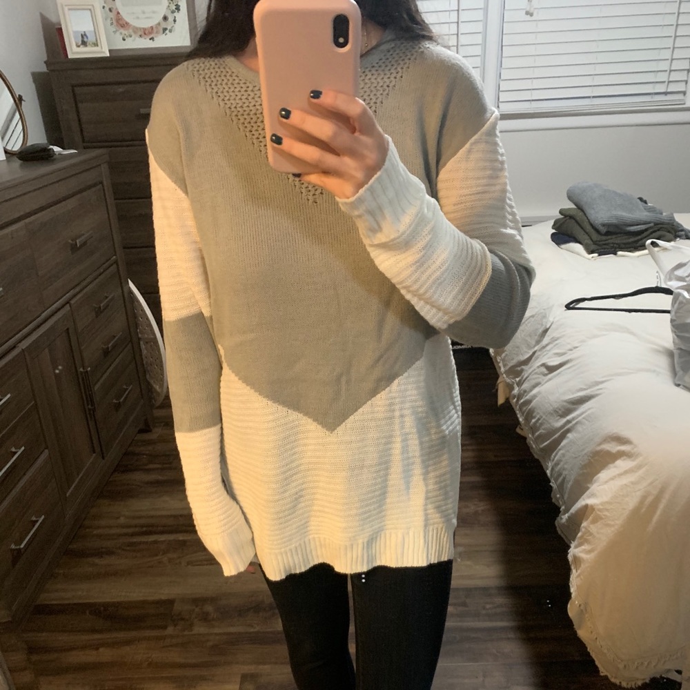 Grey and white sweater